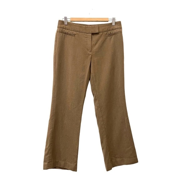 Lafayette 148 New York Tan Wide Leg Flat‎ Front Trouser Pants Slacks Size 8 - Picture 1 of 6
